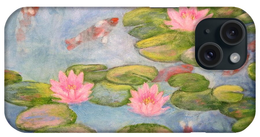 Koi iPhone Case featuring the painting Waterlilies and Koi by J Loren Reedy