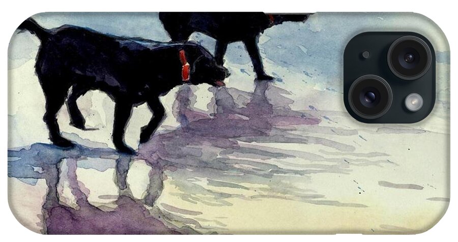 Black Dogs iPhone Case featuring the painting Waverunners by Molly Poole