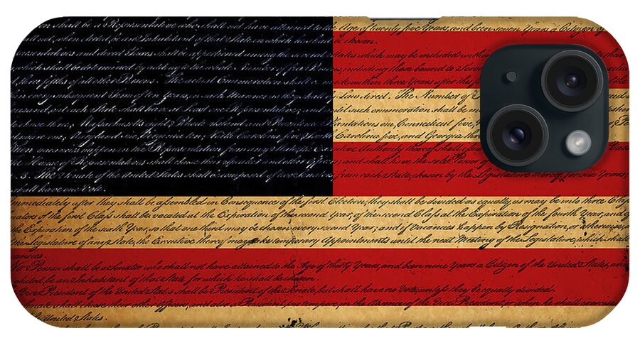 Usa iPhone Case featuring the photograph We The People - The US Constitution with Flag - square by Wingsdomain Art and Photography