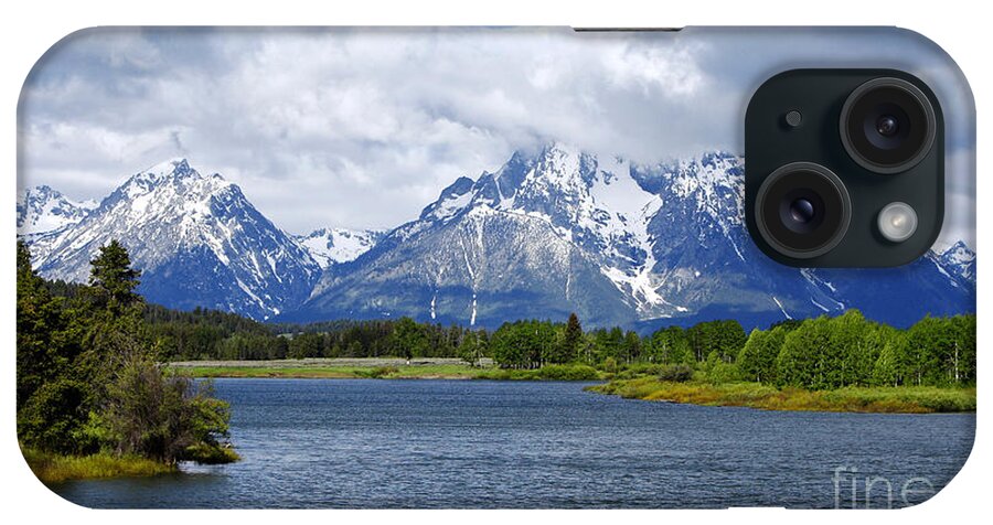 Beauty iPhone Case featuring the photograph Weather on the Teton Mountain Range at Oxbow Bend by Lincoln Rogers