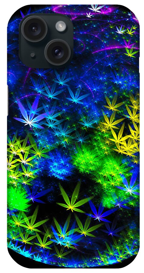 Planet iPhone Case featuring the digital art Weed planet full of cannabis plants by Matthias Hauser