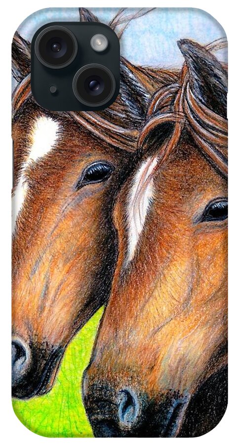 Horses iPhone Case featuring the painting Welsh Mountain Ponies by Jo Prevost