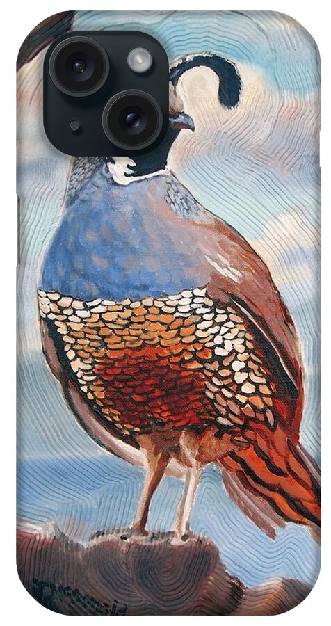 Quail iPhone Case featuring the painting West Coast Quail by Janet McDonald