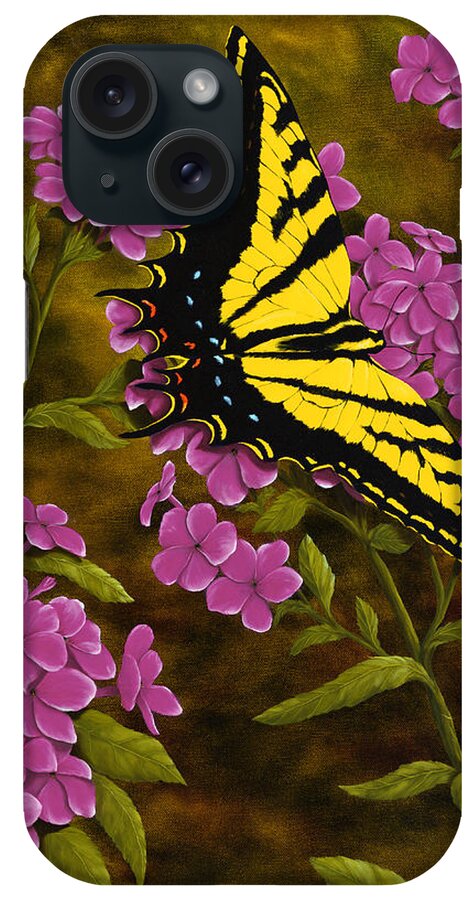 Animals iPhone Case featuring the painting Western Tiger Swallowtail and Evening Phlox by Rick Bainbridge