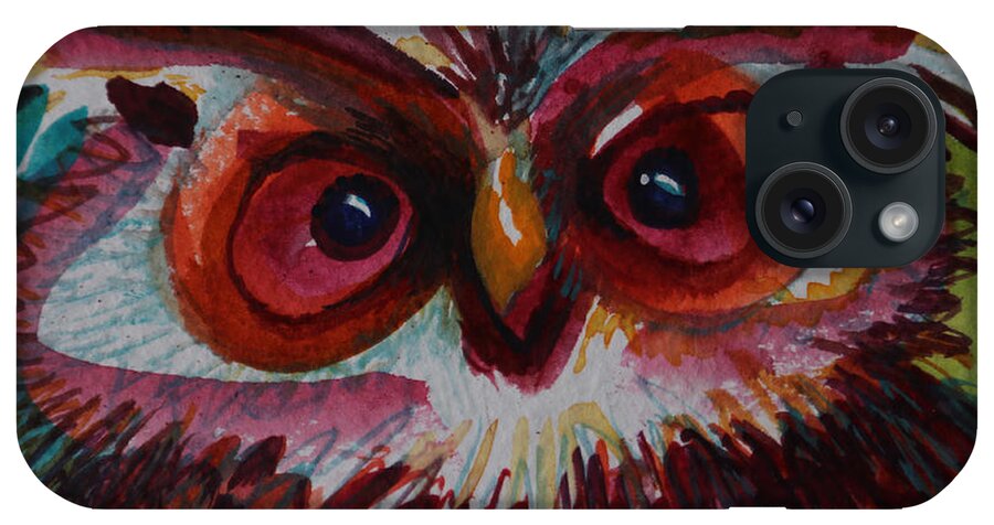  Owl iPhone Case featuring the painting What The ???? by Laurel Bahe