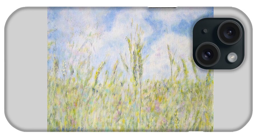 Impressionism iPhone Case featuring the painting Wheat Field and wildflowers by Glenda Crigger