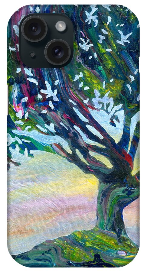 Tree iPhone Case featuring the painting Whimsical Tree Pastel Sky by Denise Hoag