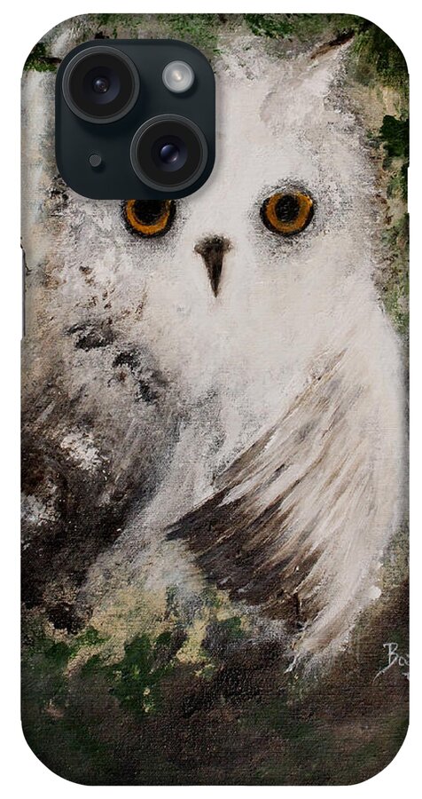 Snow iPhone Case featuring the painting Whisper the Snowy Owl by Barbie Batson