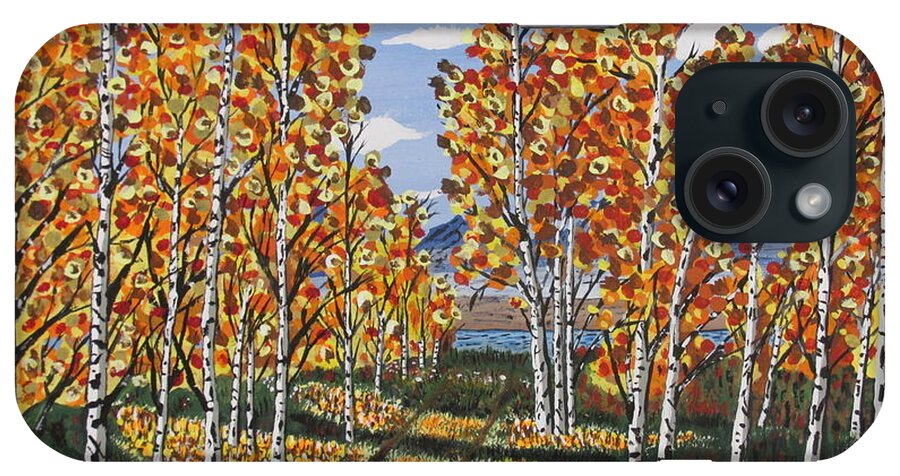Wall Art iPhone Case featuring the painting White Birch Reservoir Painting by Jeffrey Koss