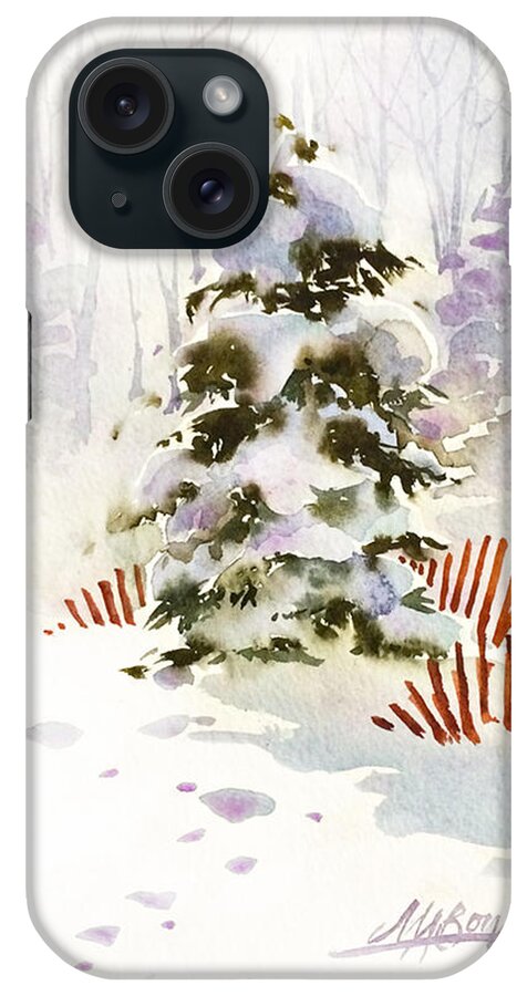 White Christmas iPhone Case featuring the painting White Christmas by Maryann Boysen