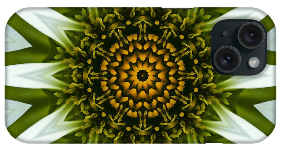 Mandala iPhone Case featuring the photograph White Coneflower Mandala 12 by Carrie Cranwill