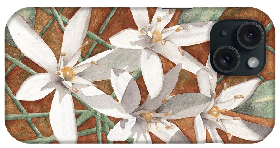 White iPhone Case featuring the painting White Flowers by Ken Powers