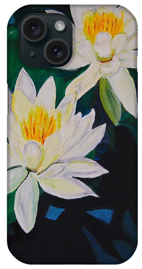 White Flowers iPhone Case featuring the painting White Flowers by Mario Cabrera
