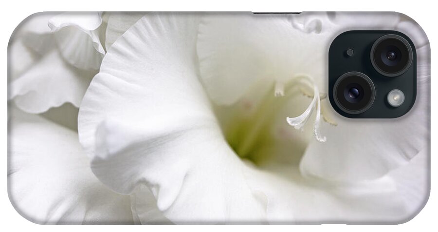 Gladiola iPhone Case featuring the photograph White Gladiola Flower Brilliance by Jennie Marie Schell