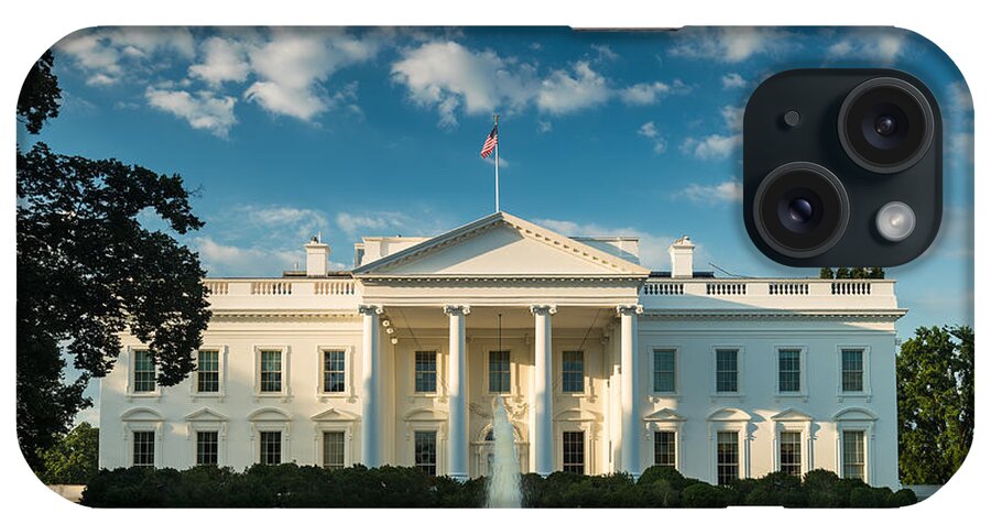 White iPhone Case featuring the photograph White House Sunrise by Steve Gadomski