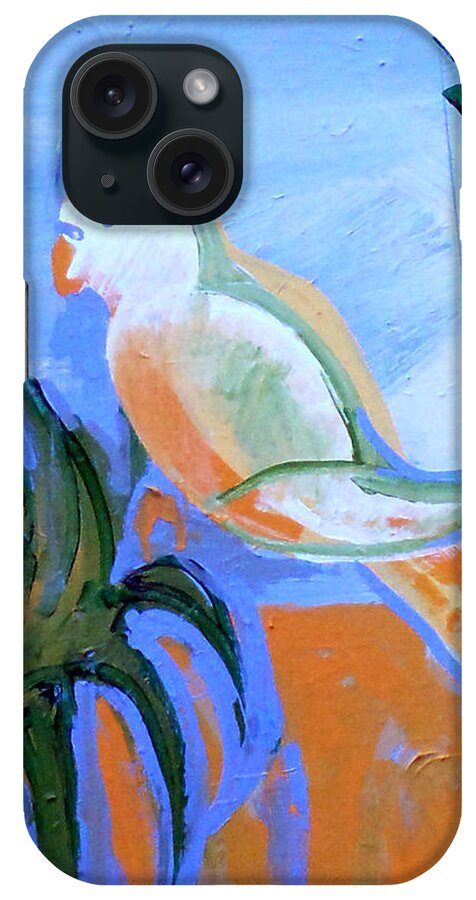 Whiteparakeet iPhone Case featuring the painting White Parakeet by Genevieve Esson
