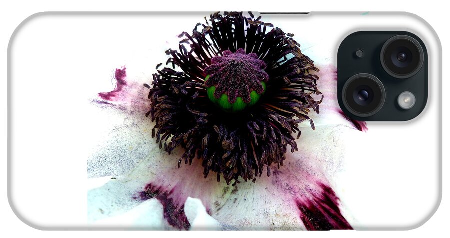 White iPhone Case featuring the photograph White Poppy Macro by Angel One