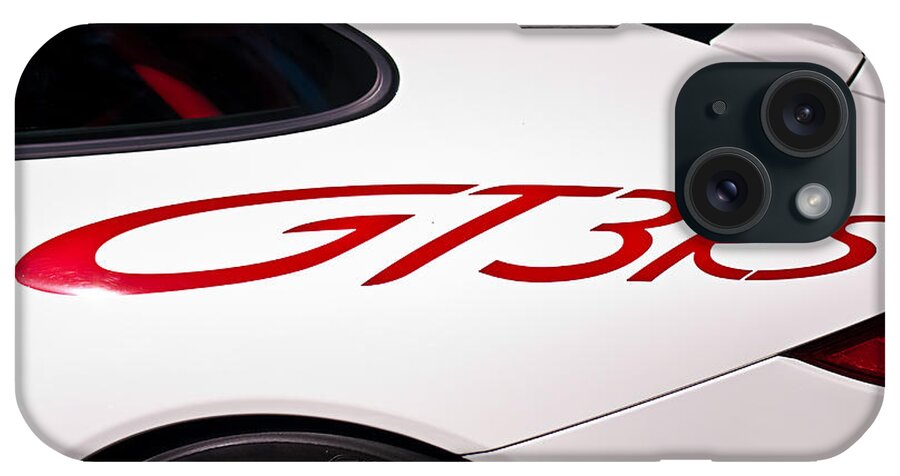 White iPhone Case featuring the photograph White Porsche GT3RS - Rear Quarter by Stuart Row