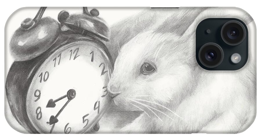 Rabbit iPhone Case featuring the drawing White rabbit still life by Meagan Visser