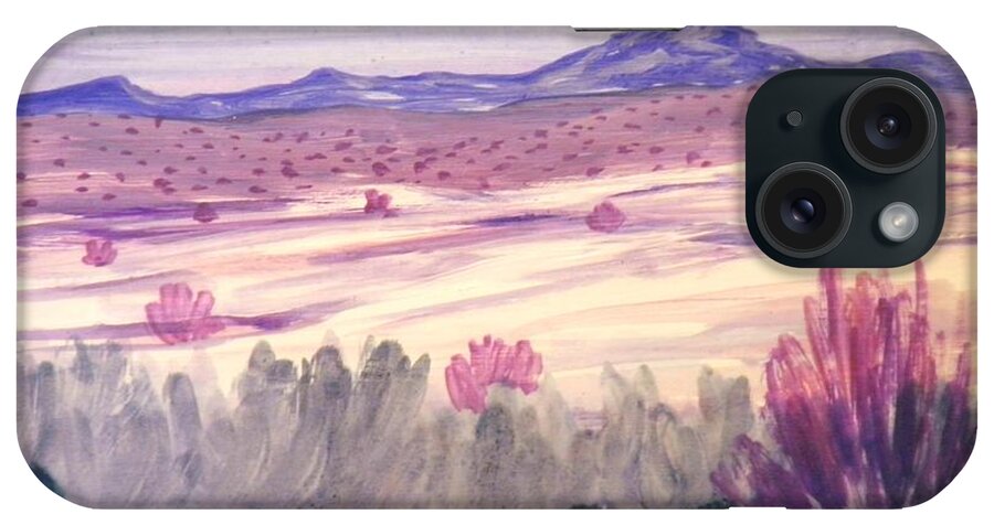 White iPhone Case featuring the painting White Sand Purple Hills by Suzanne McKay
