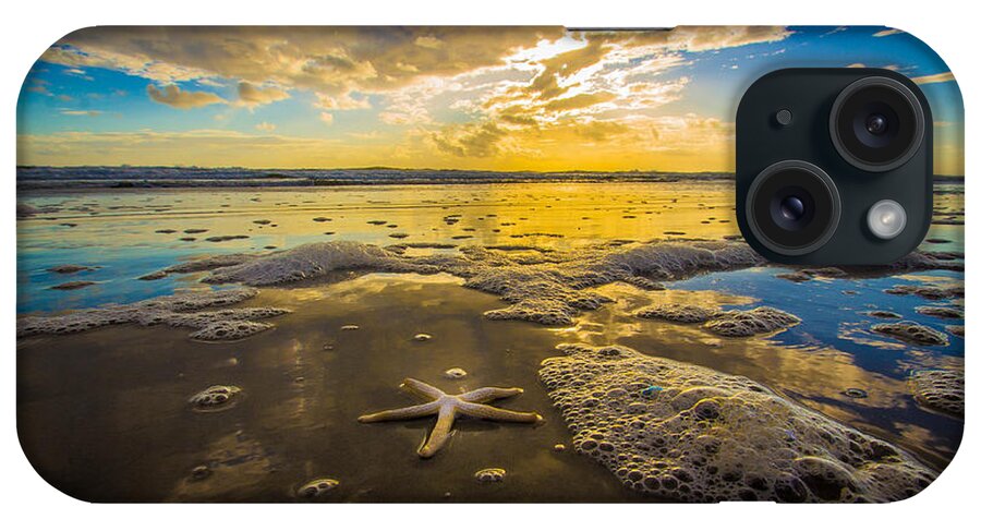 New Smyrna Beach iPhone Case featuring the photograph White Starfish at Sunrise by Danny Mongosa
