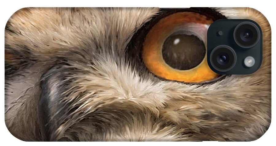 Owl iPhone Case featuring the mixed media Wild Eyes - Owl by Carol Cavalaris