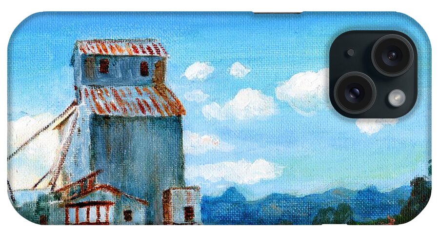 C. Sitton Paintings Paintings iPhone Case featuring the painting Willow Creek Grain Elevator II by C Sitton