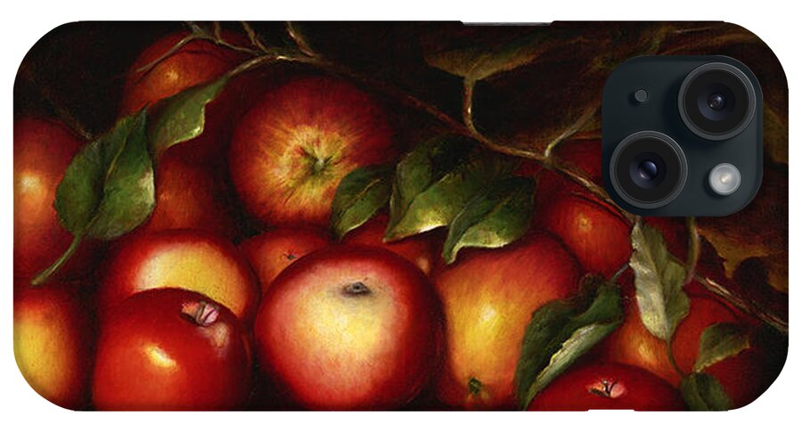 Red iPhone Case featuring the painting Wilmarth's Apples by Tracie L Hawkins