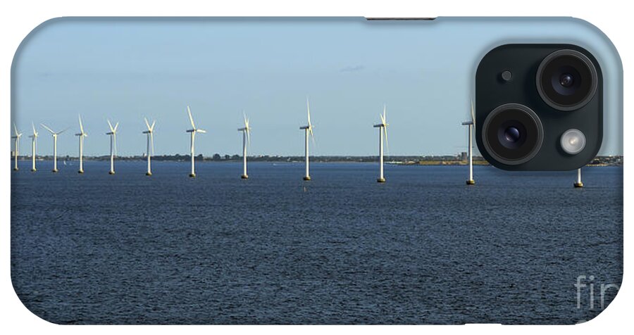 Green iPhone Case featuring the photograph Wind Farm Line Copenhagen by Tom Wurl