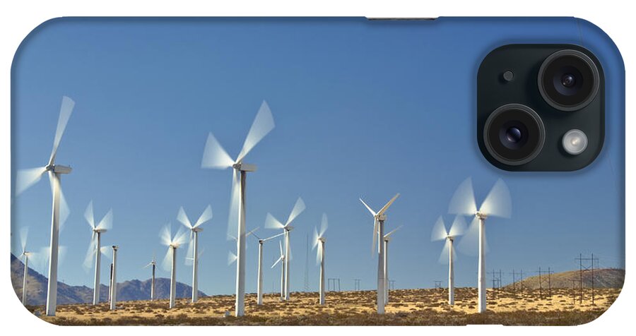 Palm Springs iPhone Case featuring the photograph Wind Turbines Green Energy Field by David Zanzinger