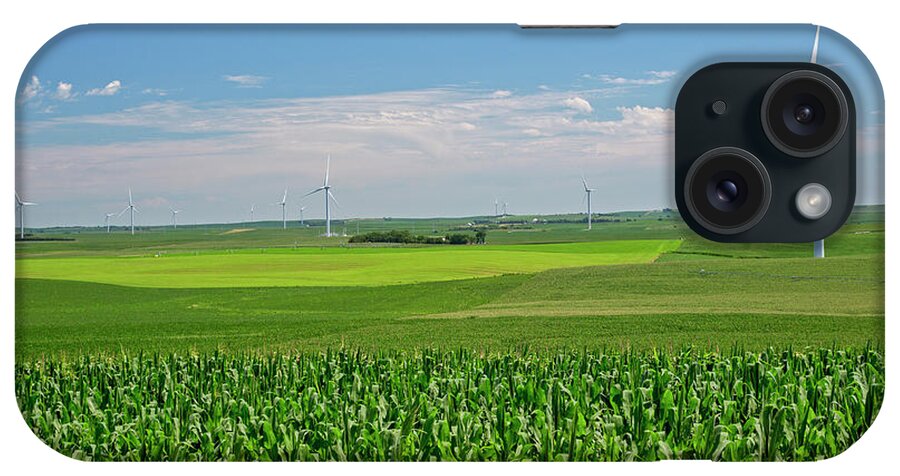 Maize iPhone Case featuring the photograph Wind Turbines On Nebraska Farm by Jim West