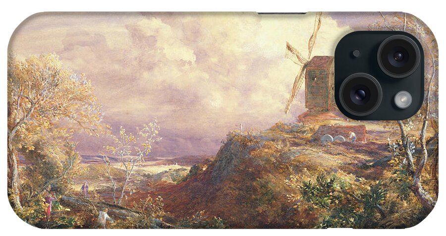 English Landscape iPhone Case featuring the drawing Windmill On A Hill With Cattle Drovers by John Constable