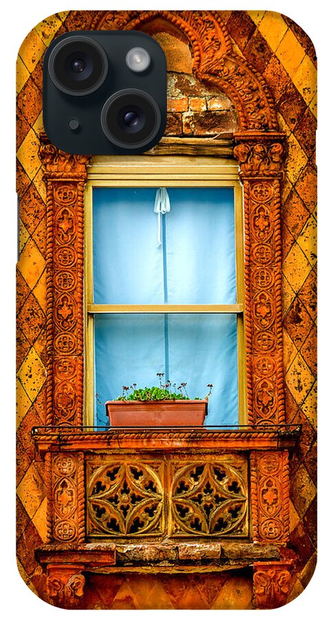 Window And Red Stone Venice Italy iPhone Case featuring the photograph Window and red stone Venice Italy by Xavier Cardell