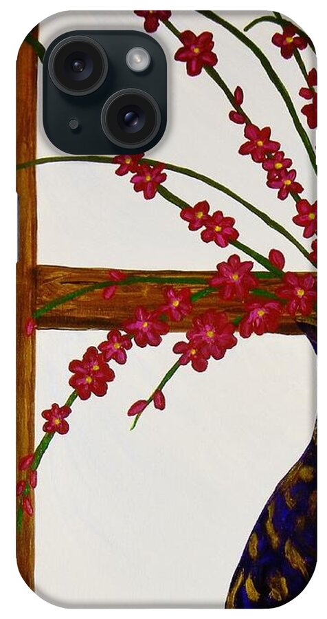 Cherry Blossoms In A Vase iPhone Case featuring the painting Window With A View by Celeste Manning