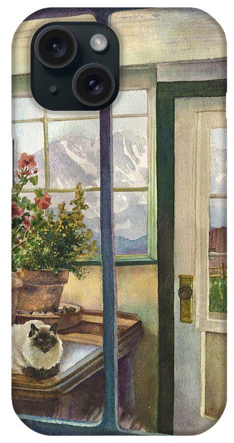Window Painting iPhone Case featuring the painting Windows to the World by Anne Gifford