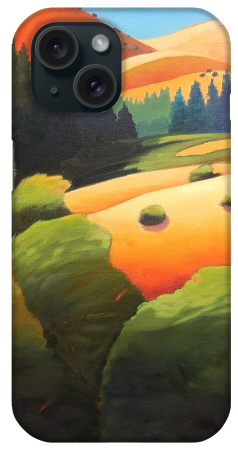 Landscape iPhone Case featuring the painting Windy Hill Trip. Revisit panel one by Gary Coleman