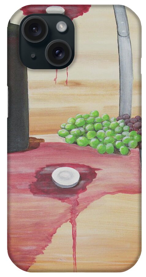 Wine iPhone Case featuring the painting Wine N Grapes by Edward Maldonado