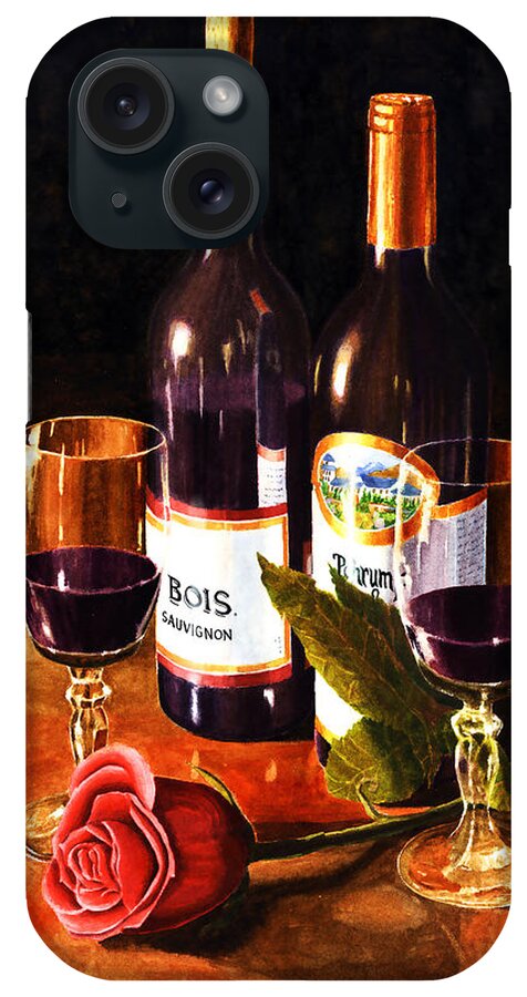 Wine iPhone Case featuring the painting Wine with Rose by Douglas Castleman