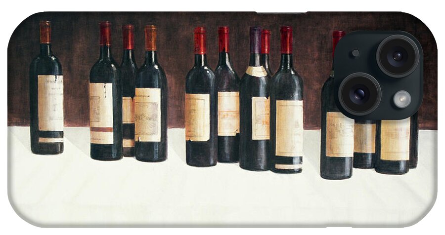 Still Life; Alcohol; Wine; Bottle; Bottles iPhone Case featuring the painting Winescape Red 2003 by Lincoln Seligman