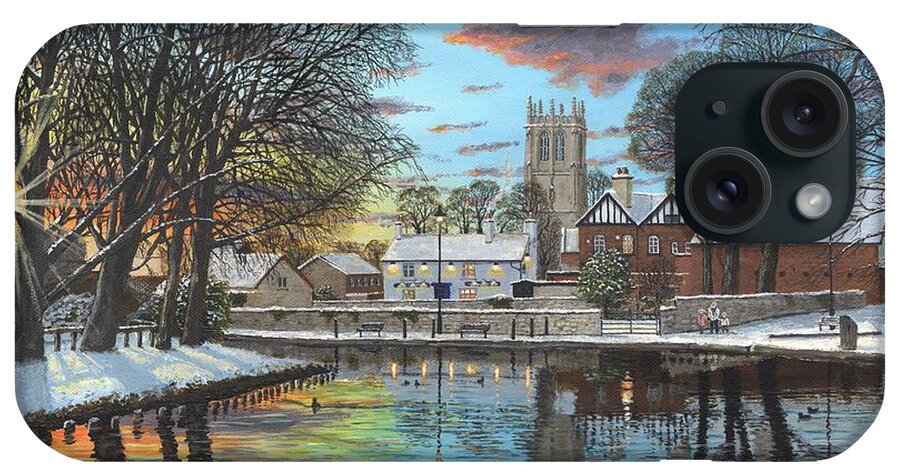 Tickhill iPhone Case featuring the painting Winter Evening Tickhill Yorkshire by Richard Harpum