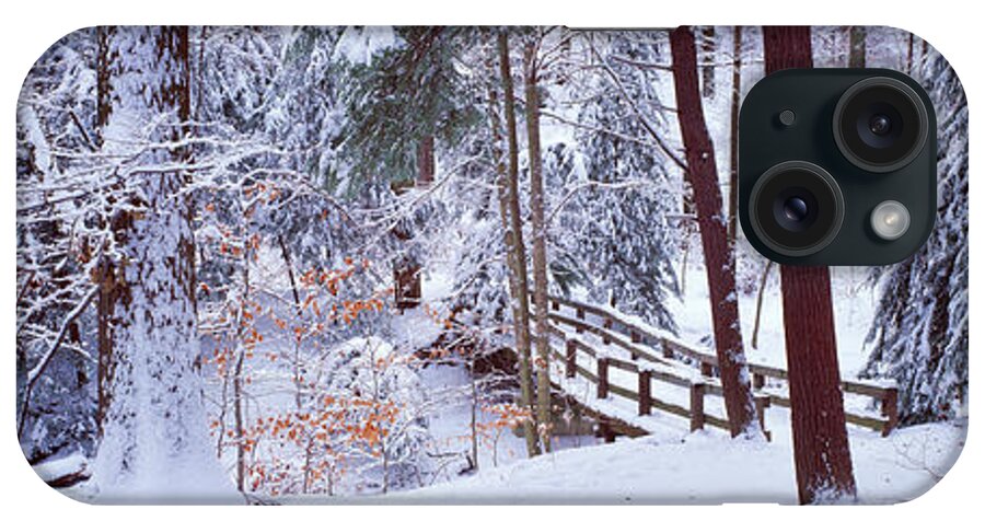 Photography iPhone Case featuring the photograph Winter Footbridge Cleveland Metro by Panoramic Images