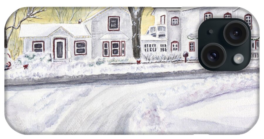 General Store iPhone Case featuring the painting Winter Holidays in Dixboro MI by Kathryn Duncan