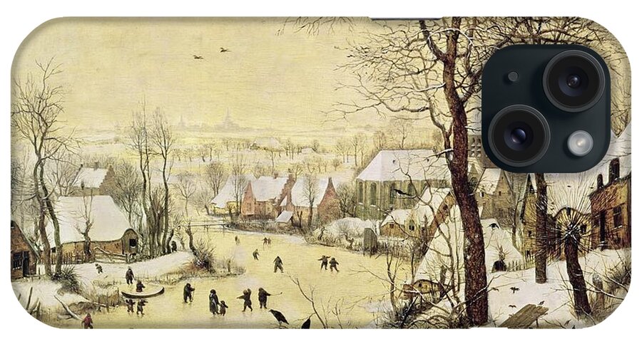 Frozen River iPhone Case featuring the painting Winter Landscape with Skaters and a Bird Trap by Pieter Bruegel the Elder