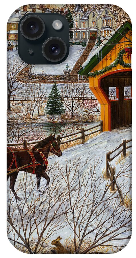 Winter Memories (2 Of 3) Is Part Of A 3-panel Specially Cropped Scene From winter Memories. See The Original Full Size Painting Of winter Memories. iPhone Case featuring the painting Winter Memories 2 of 3 by Doug Kreuger