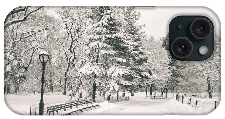 Winter iPhone Case featuring the photograph Winter Path - Snow Covered Trees in Central Park by Vivienne Gucwa