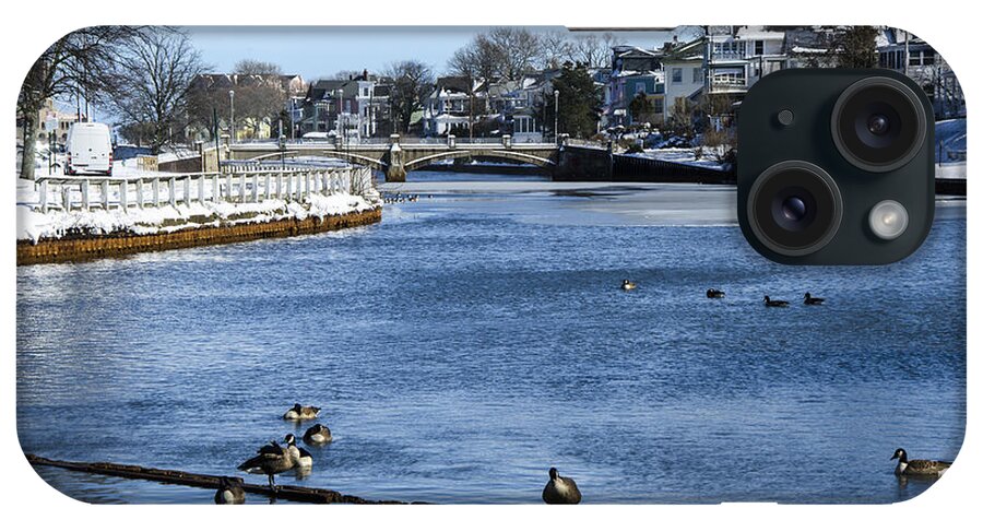 Geese iPhone Case featuring the photograph Winter Scene Jersey Shore Town by Maureen E Ritter