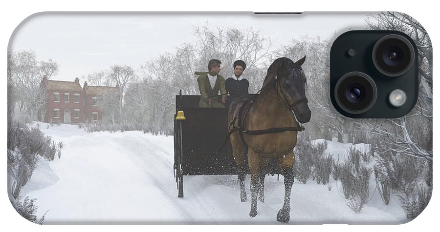 Winter iPhone Case featuring the digital art Winter Sleigh Ride by Jayne Wilson