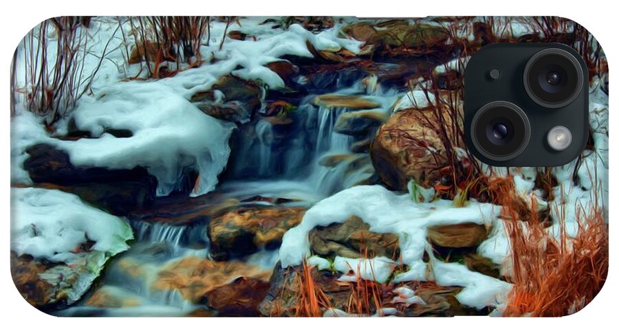 Ice iPhone Case featuring the digital art Winter Stream by Dennis Lundell