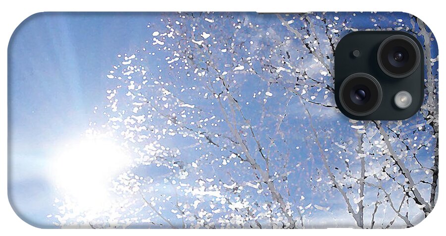 Blue Sky iPhone Case featuring the digital art Winter Sun by Lynellen Nielsen