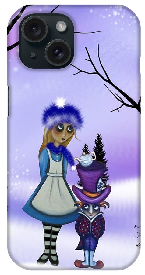 Alice In Wonderland iPhone Case featuring the digital art Winter Wonderland by Charlene Murray Zatloukal